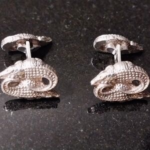 Patrick Mavros Alligator Cufflinks In Silver
